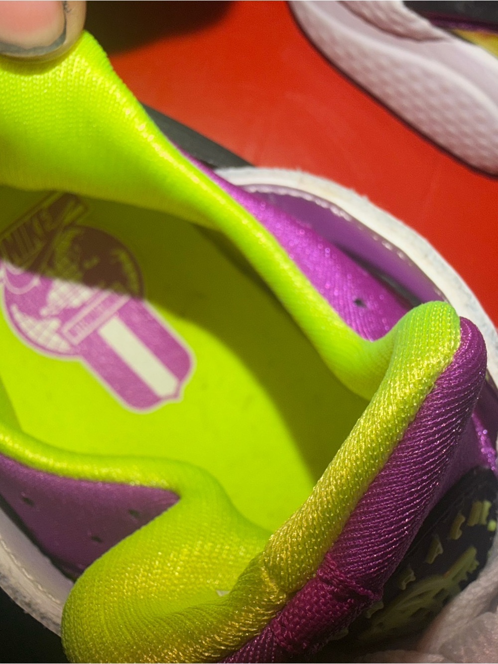Kids Neon Yellow and Purple Hurachi Heart Athletic Sneakers